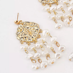 Synthetic Pearl,18K Gold-Plated,Alloy Care instructions: Avoid wearing during ex earrings in Gold with straight silhouette
