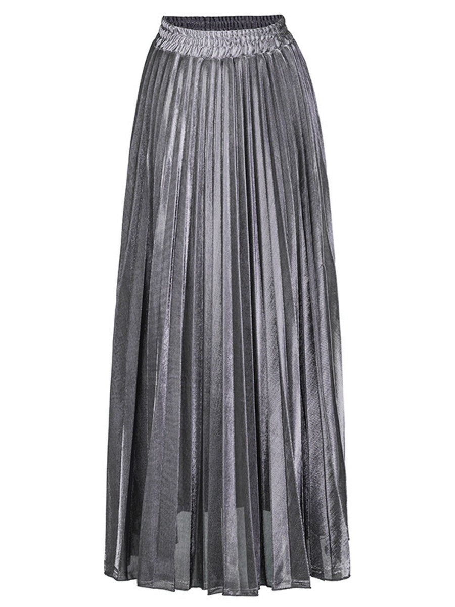 maxi skirt in Elegant Gold with pleated and maxi