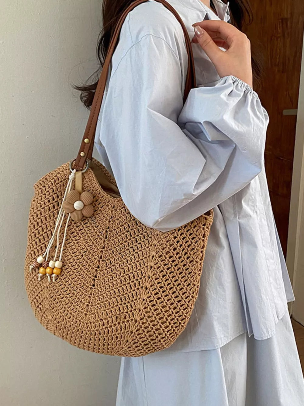 shoulder bag featuring chevron in Brown with Polyester Imported Size &amp texture