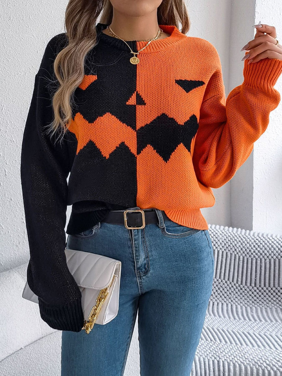 Gray pullover sweater with hip-length and pullover