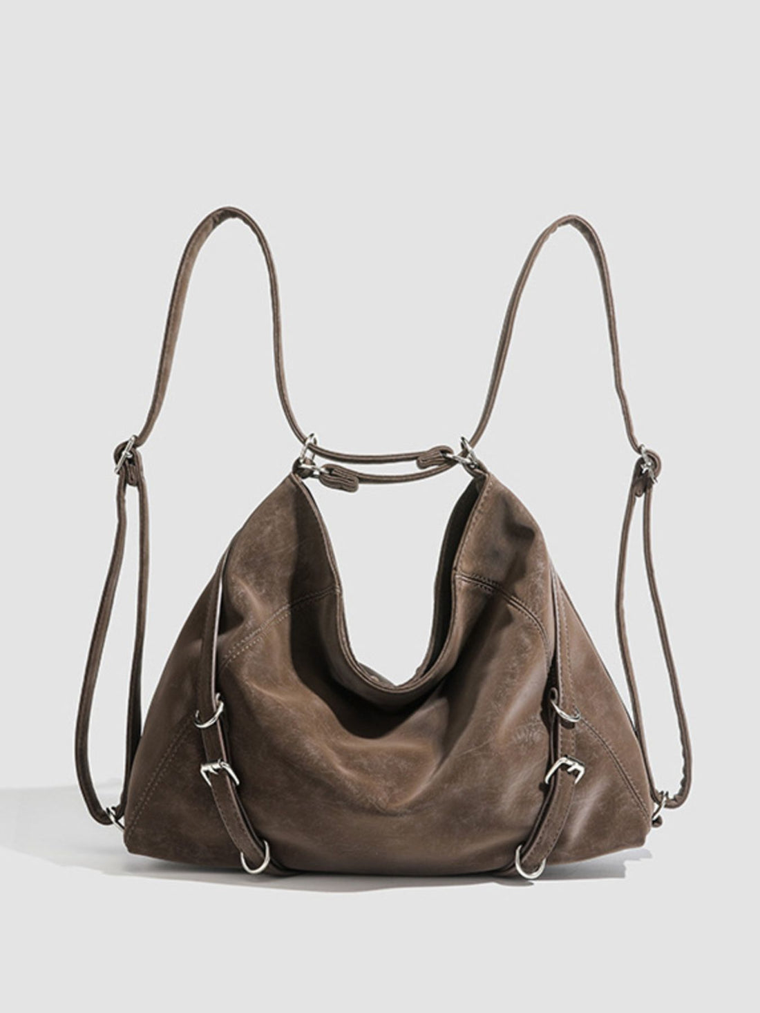 PU Leather Imported Size &amp handbag in Brown with hobo silhouette