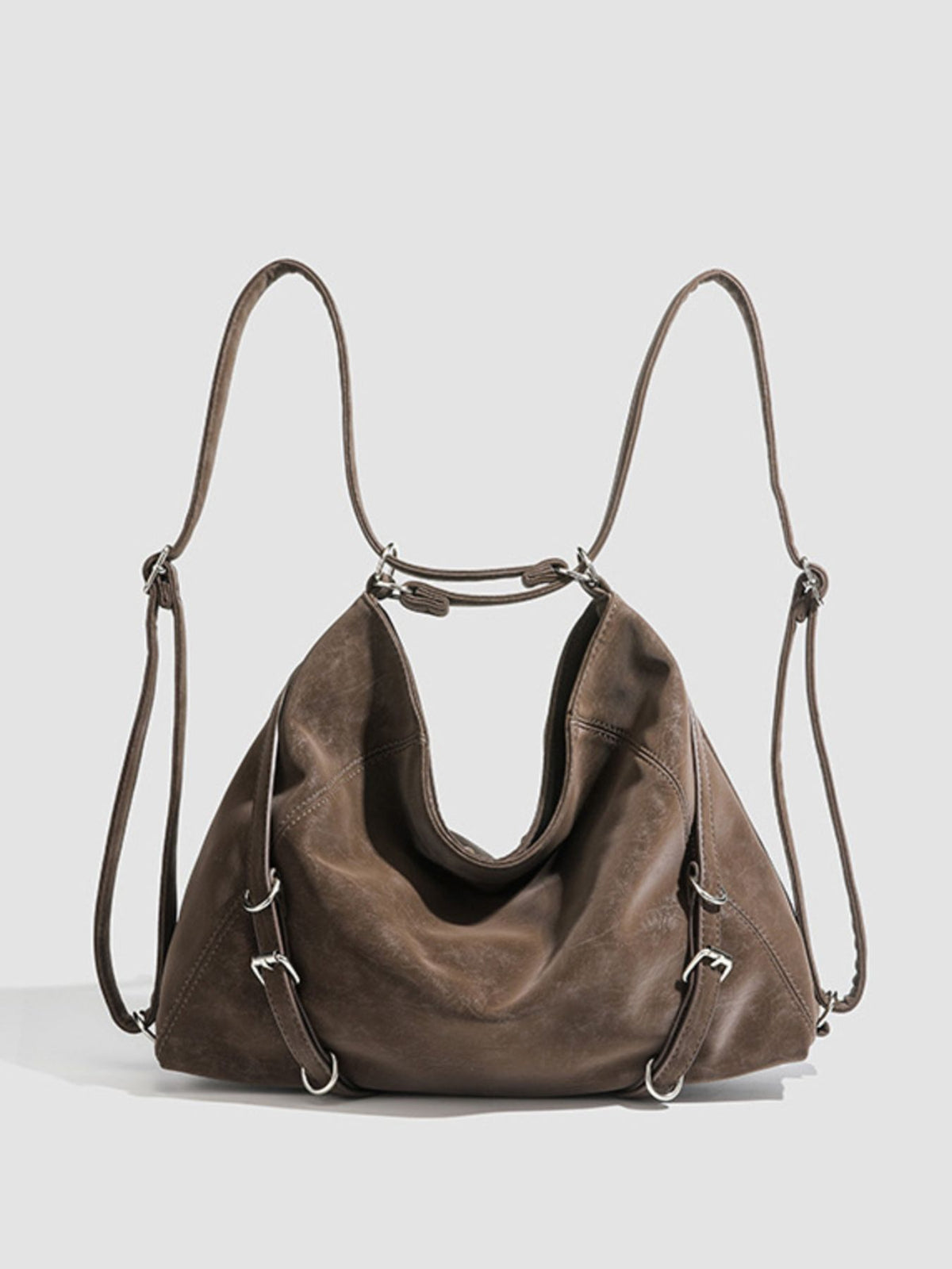 PU Leather Imported Size &amp handbag in Brown with hobo silhouette