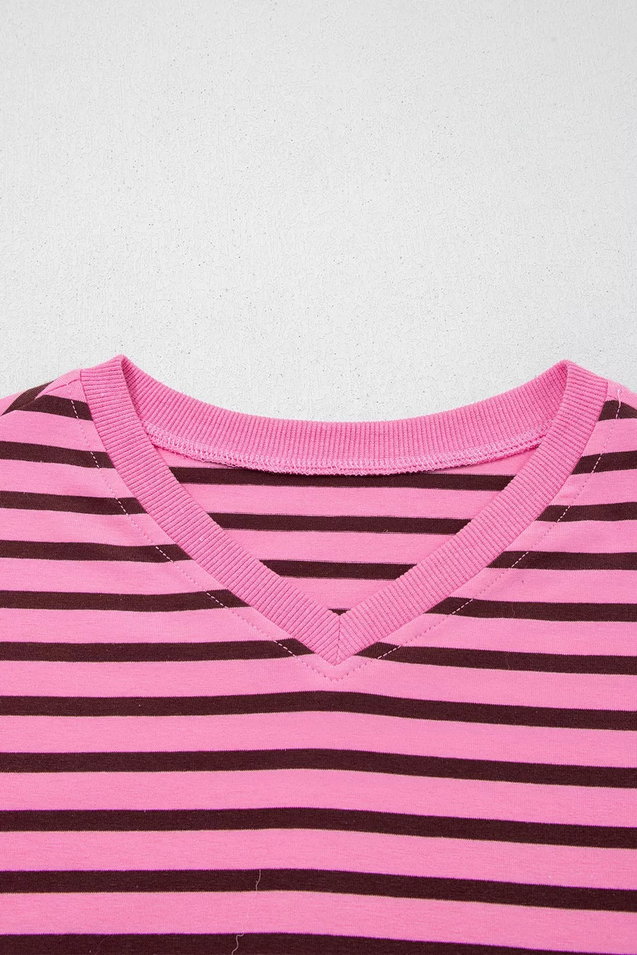 Stripe V Neck Drop Shoulder Long Sleeve Shirt option 10