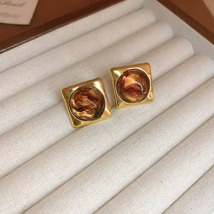 earrings featuring geometric in gold with 18K Gold-Plated,Alloy,Resin Care instructions: 1 texture