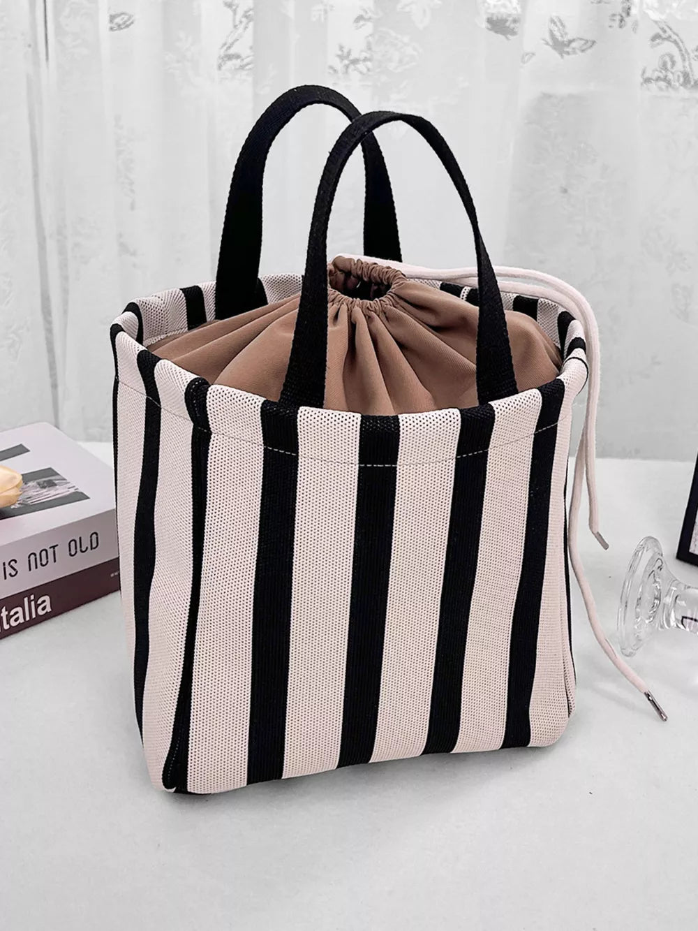 Style B Striped Drawstring Medium Handbag