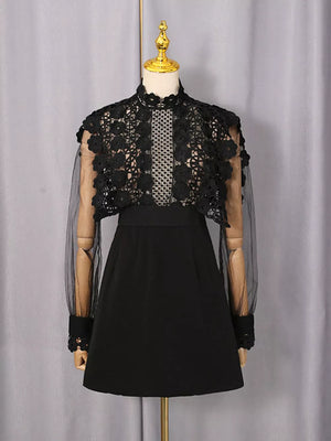 Lace Sheer Sleeve Mini Dress option 7
