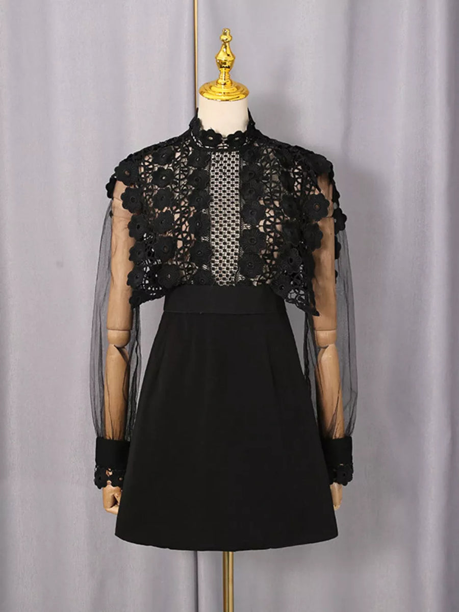 Lace Sheer Sleeve Mini Dress option 7