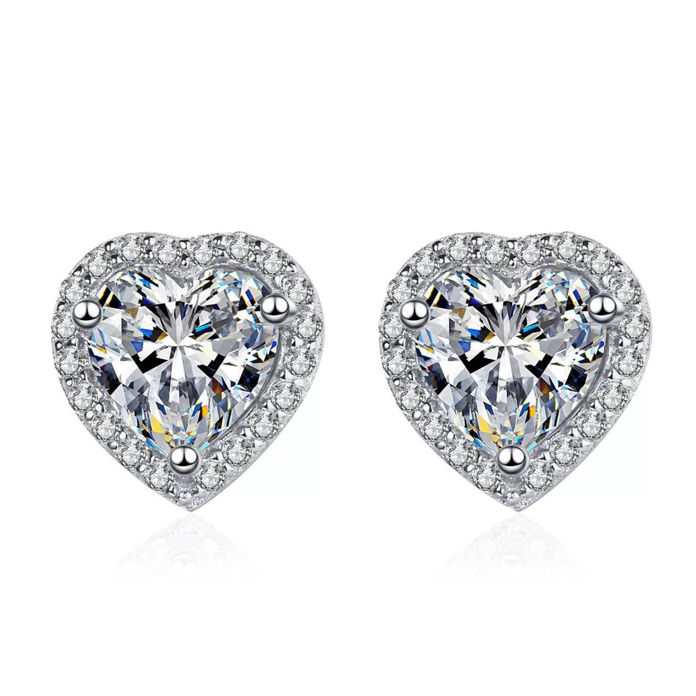 925 sterling silver,Moissanite Carat weight: 2ct Care instructions: Avoid wearin earrings in clear with fitted silhouette