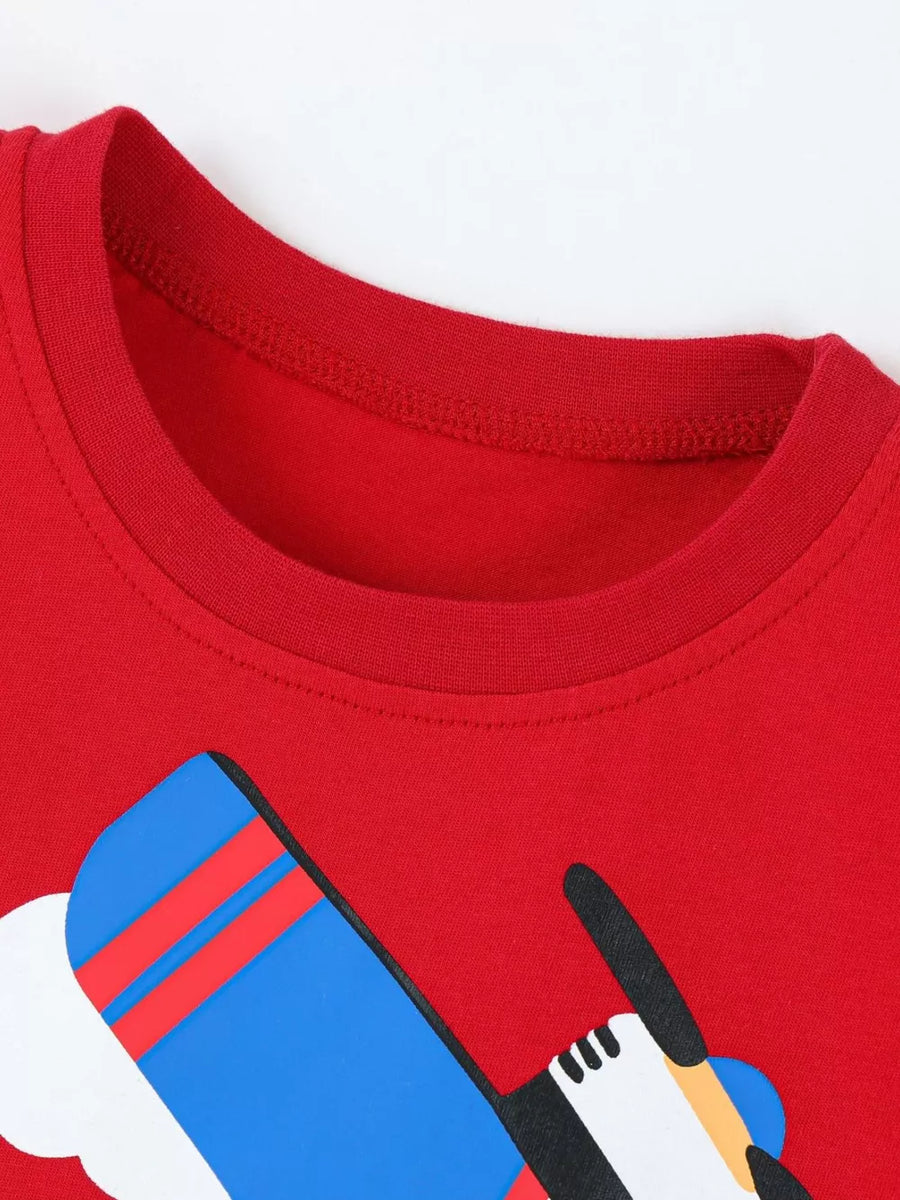 Children's Airplane Round Neck T-shirt And Shorts Set in this colorway