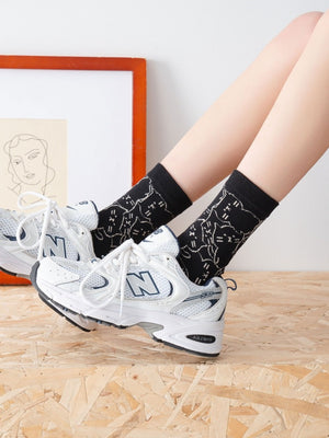 White socks with ankle-length and elastic