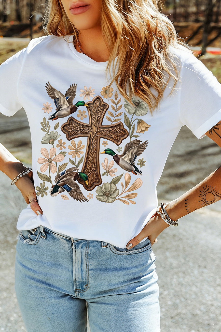 brown t-shirt featuring plus-size and graphic print