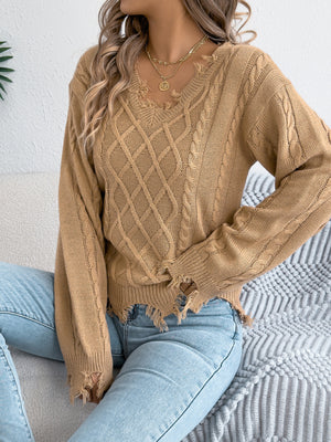 v-neck sweater featuring cable knit in Burgundy with 100% acrylic Care instructions: Machine wash cold texture
