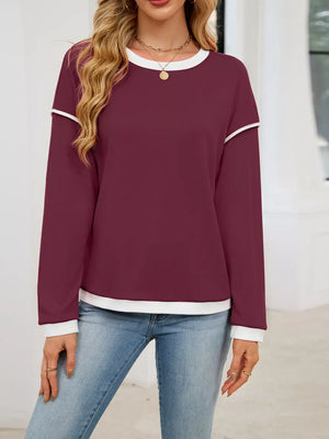 Black Contrast Trim Long Sleeve Sweatshirt