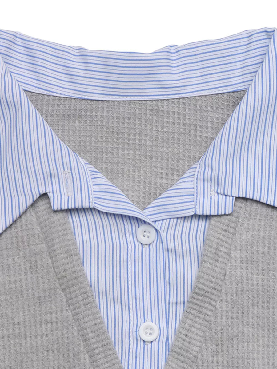 light gray relaxed sweatshirt with v-neck