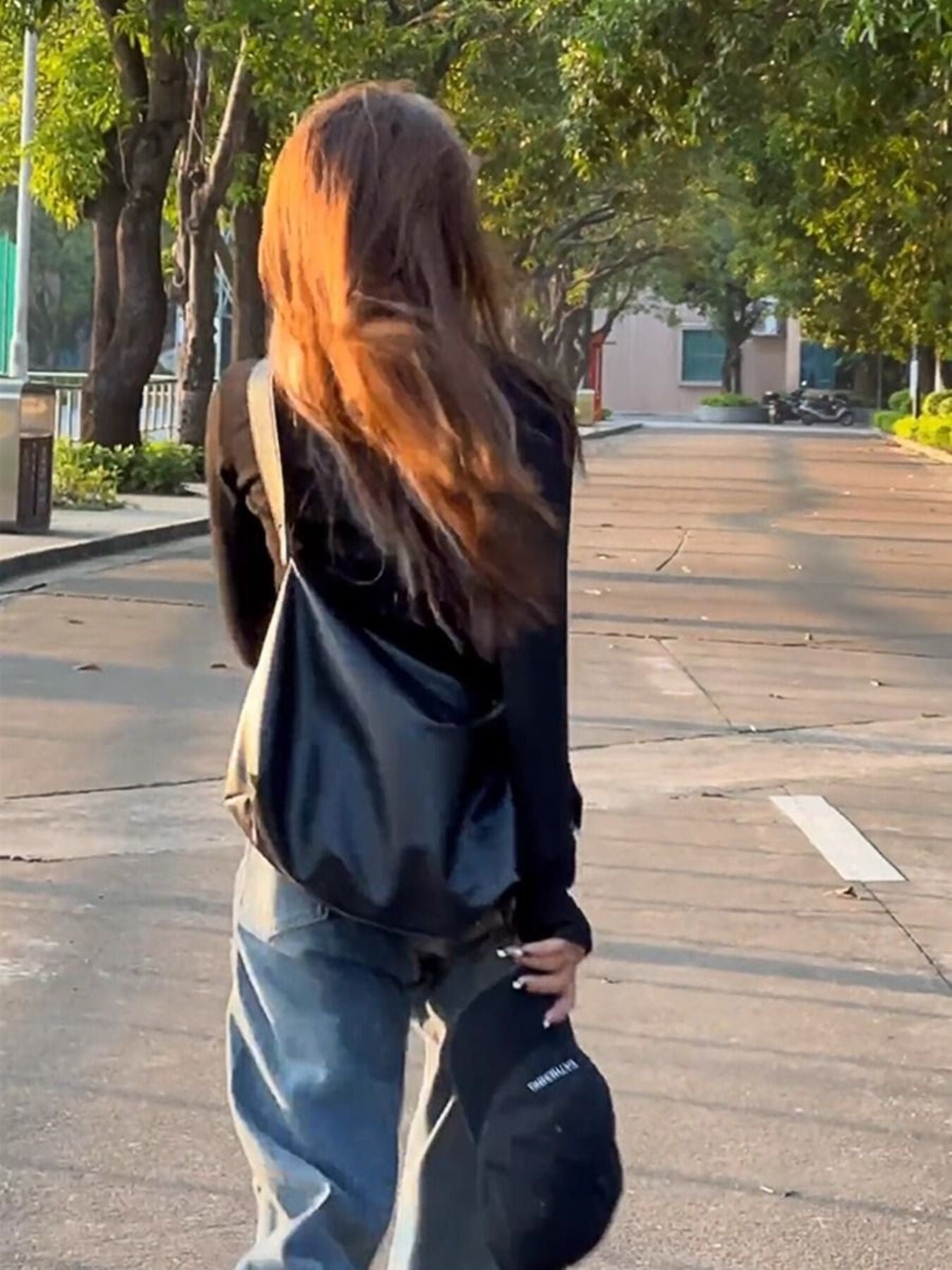 Large black pu leather crossbody bag with adjustable strap