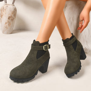 boots in Blue with block heel and ankle-length