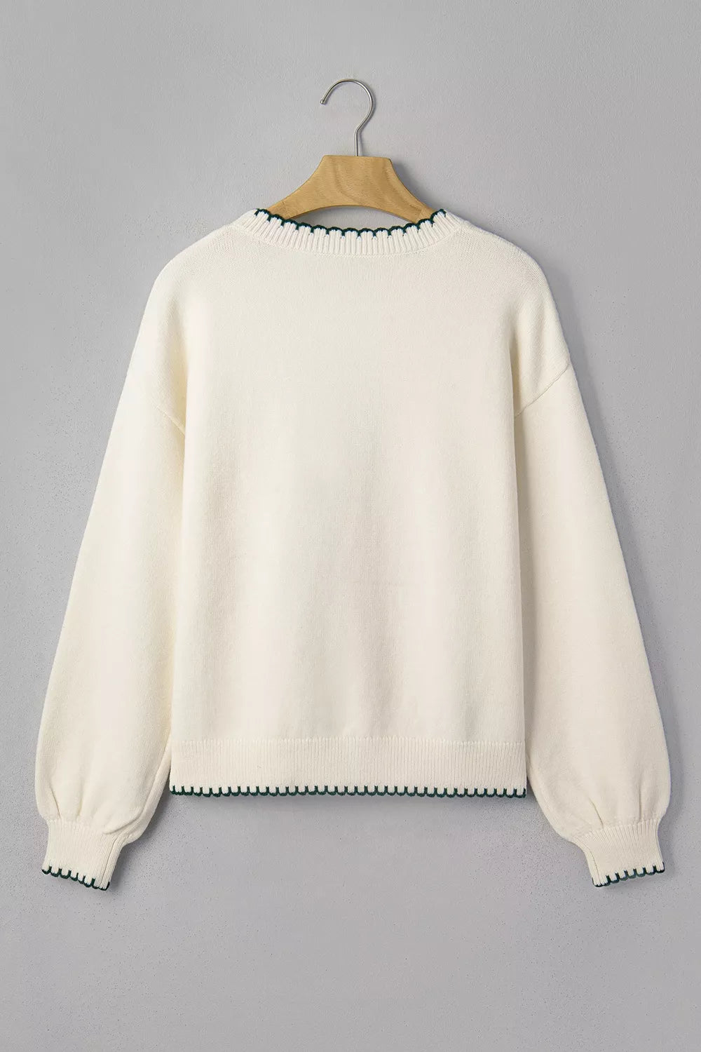 classic pullover sweater in Cream with crew neck
