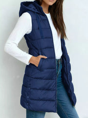 casual puffer vest in Army Green with hooded