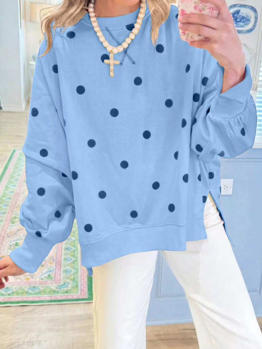 light yellow sweatshirt