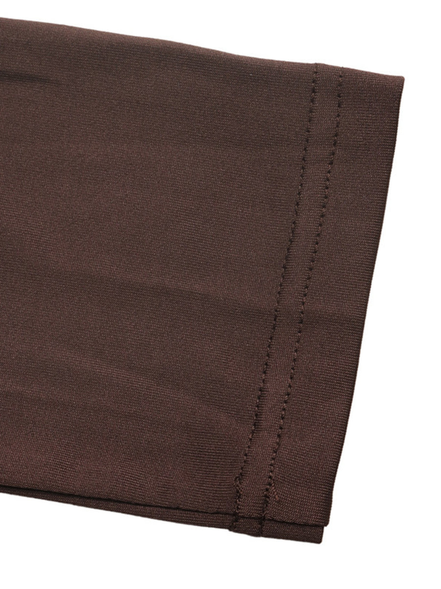 dark brown maxi dress with stretch and long sleeve