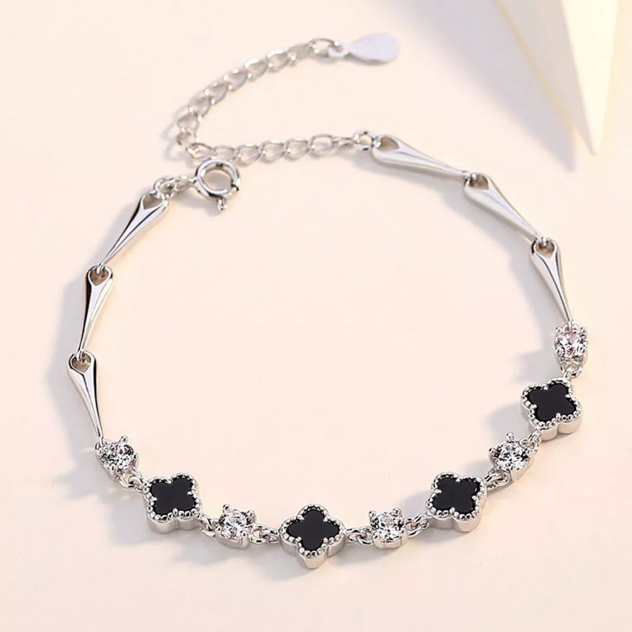 bracelet featuring clover motif in Silver with 925 sterling silver,Agate Care instructions: Avoid wearing during exercise