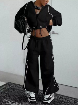 Tan lounge set with drawstring and long sleeve