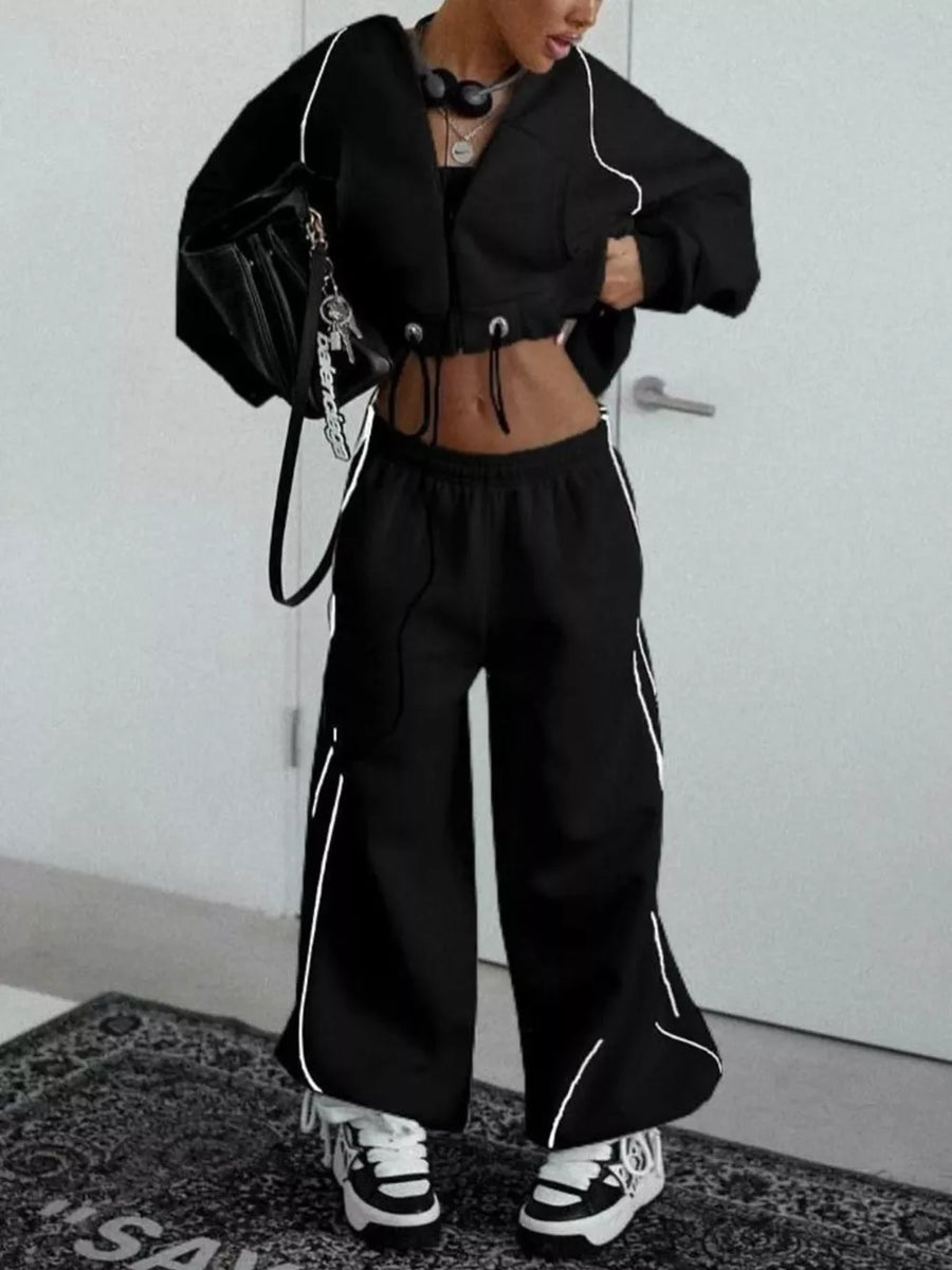 Tan lounge set with drawstring and long sleeve