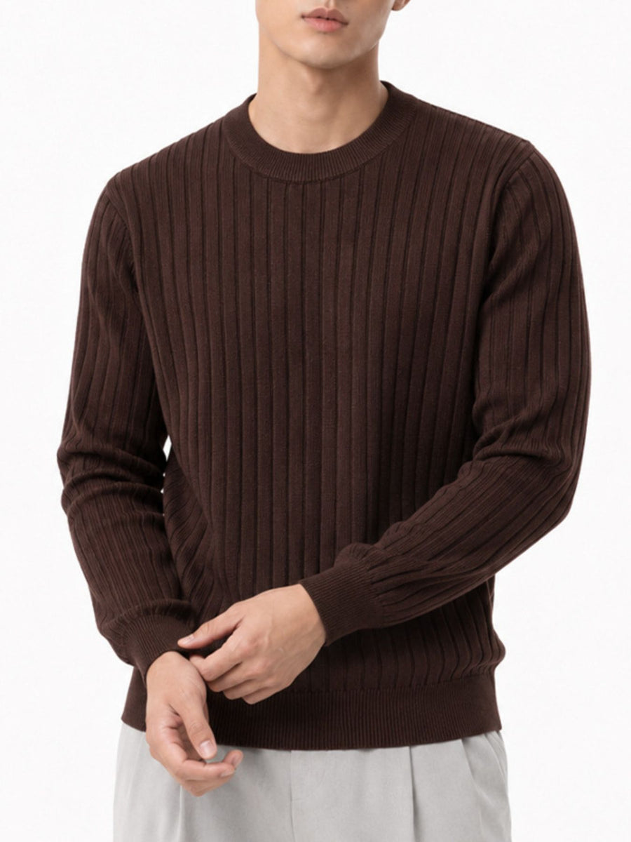 cream crewneck sweater with stretch and long sleeve