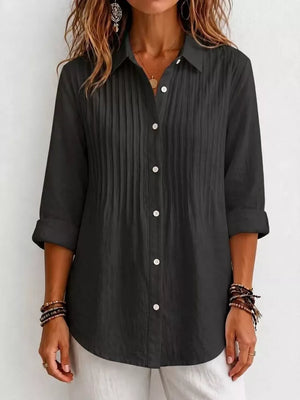 Men's Plus Size Long Sleeve Button-up Shirt in Black