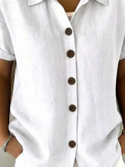 Red Full Size Button Up Short Sleeve Shirt