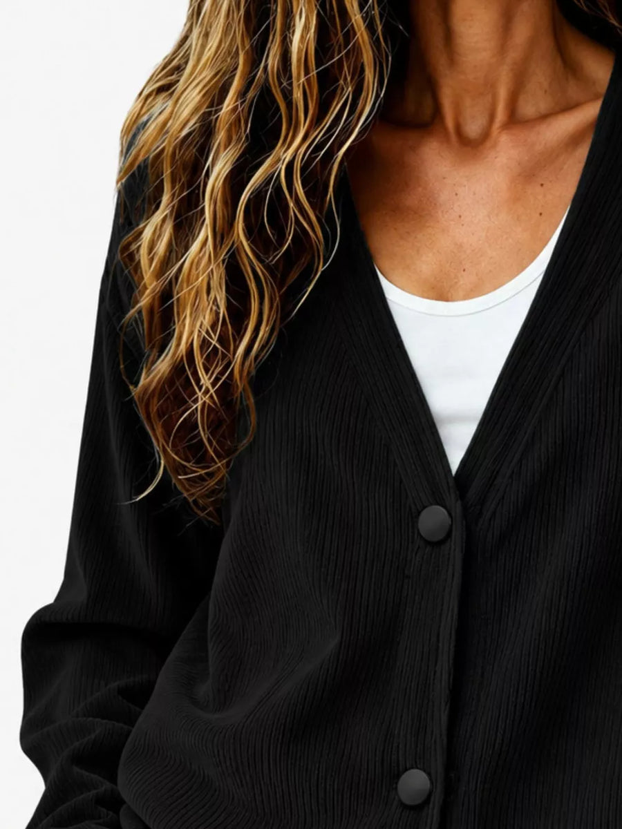 Scarlet Casual Corduroy Button-up Cardigan