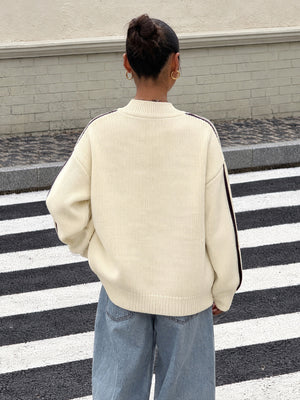 vintage-inspired cardigan in Apricot with mandarin collar