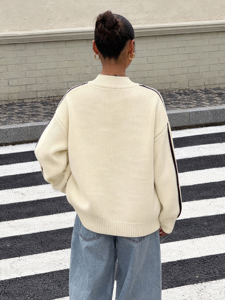 vintage-inspired cardigan in Apricot with mandarin collar