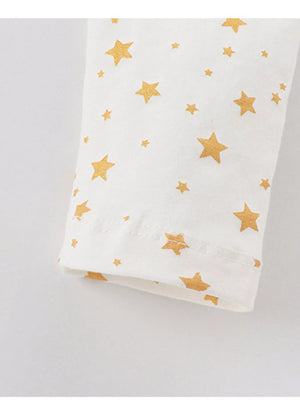 White cotton pajama sleeve with gold star print