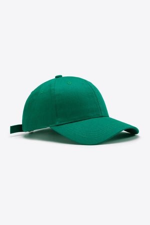Dark Green cotton twill baseball cap with adjustable strap
