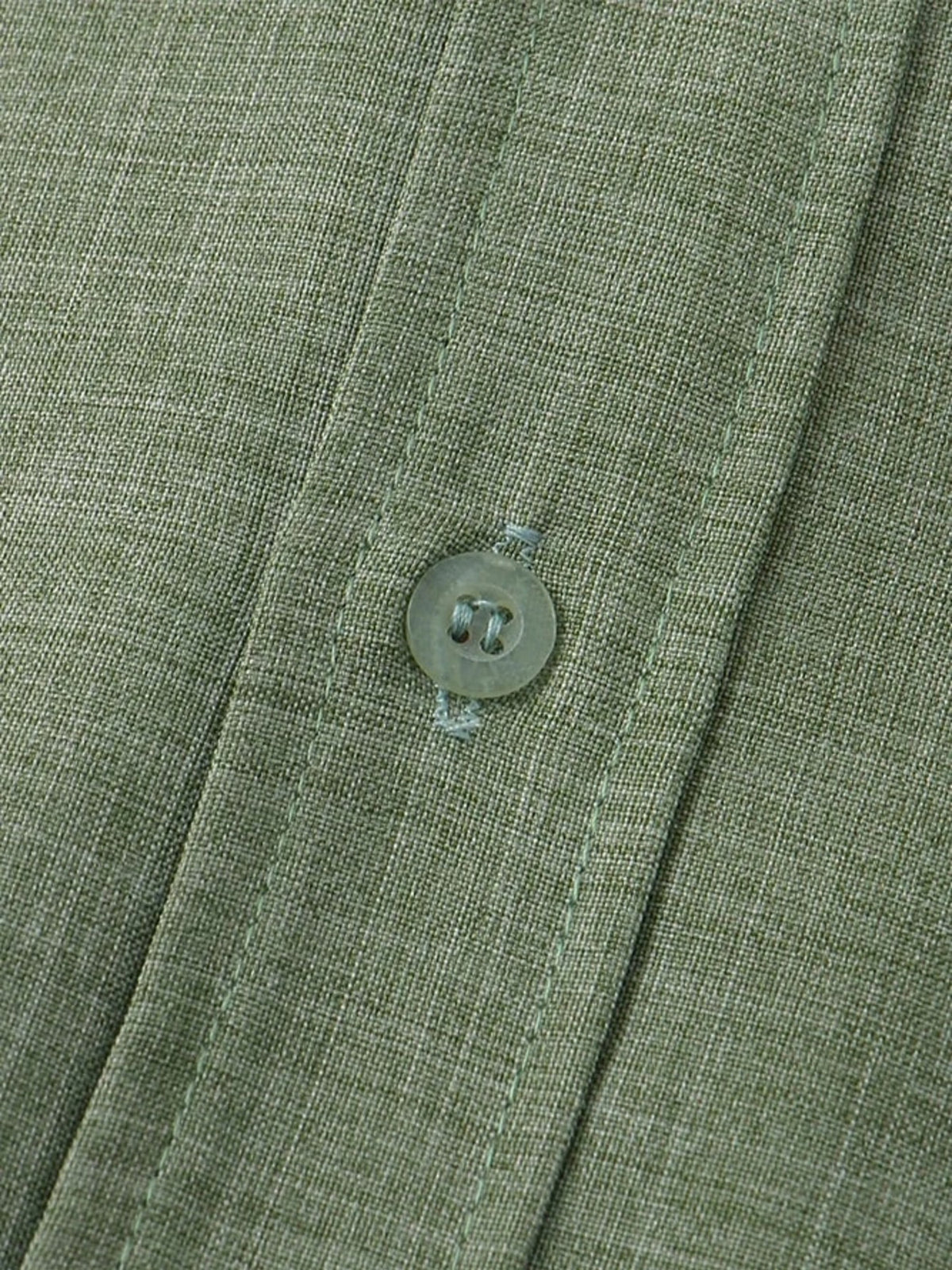 Textured band collar casual shirt in army green with a button detail.