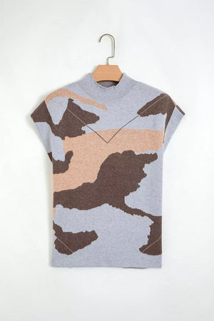 Camouflage Drop Shoulder High Neck Sweater option 5