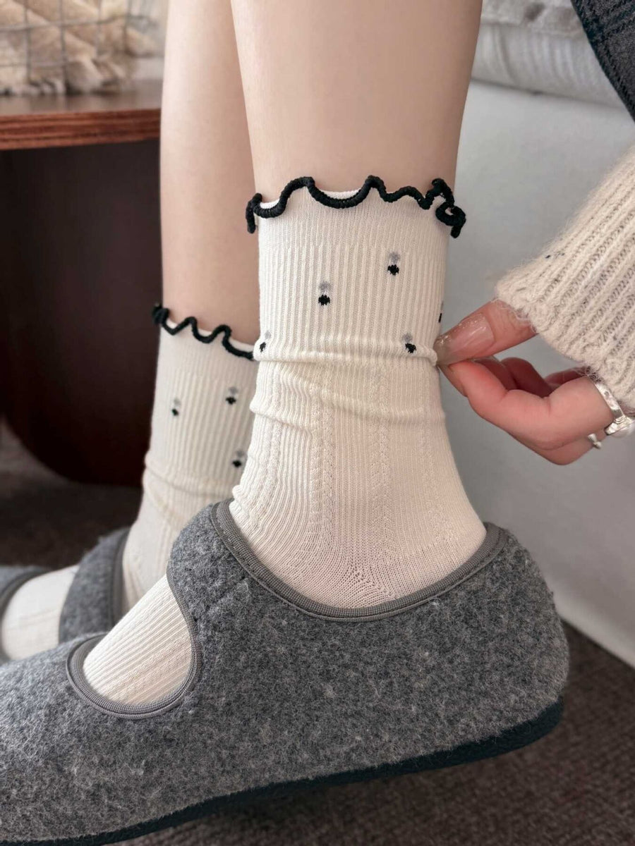 socks featuring ditsy floral in Dark Brown with cotton Imported Size &amp texture