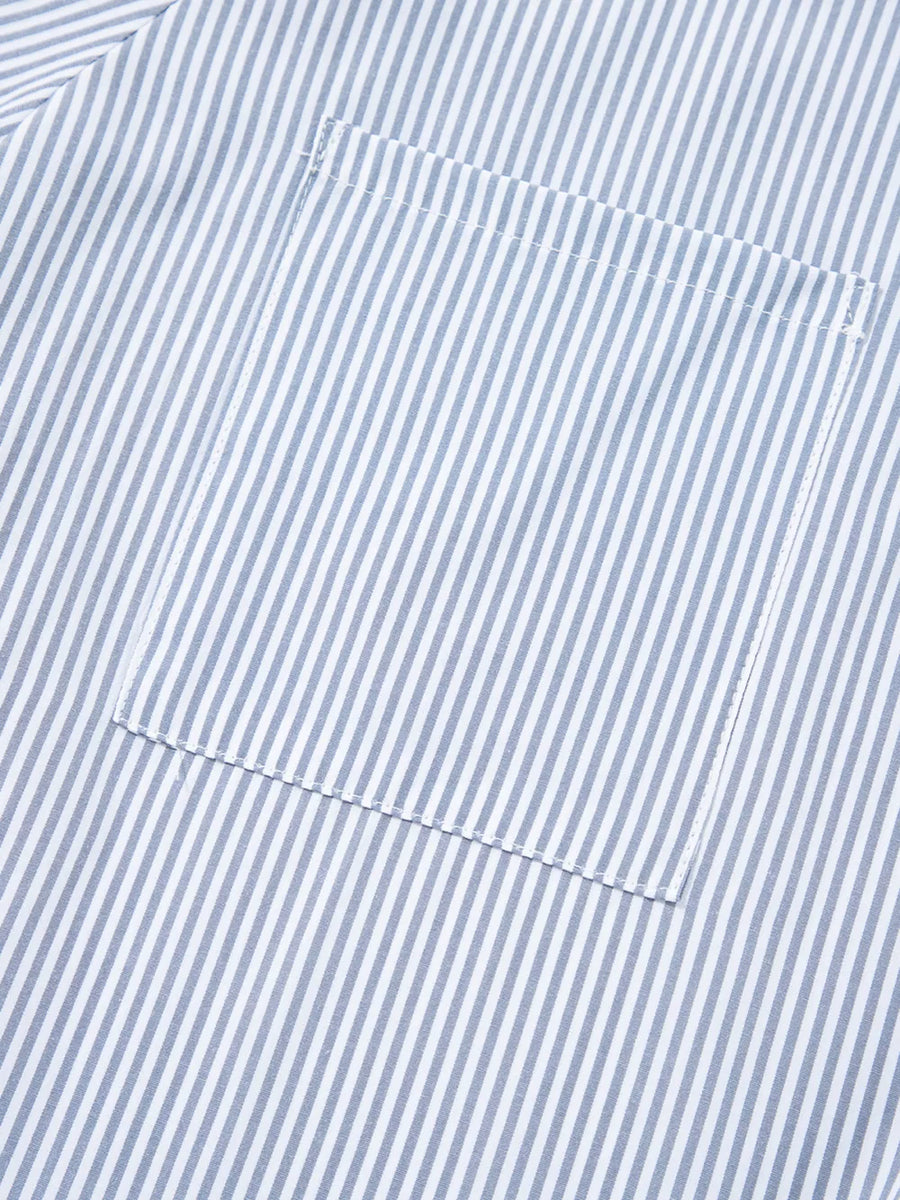Blue and white striped shirt with a chest pocket