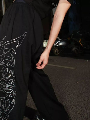 Black Men S Drawstring Wide Leg Pants