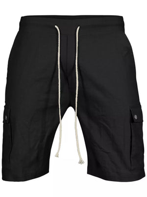 Men's Full Size Drawstring Casual Cargo Shorts in Light Gray, view 13