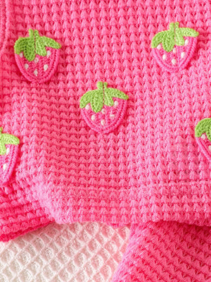 Pink with Children's Strawberry Tank And Shorts Set in Pink