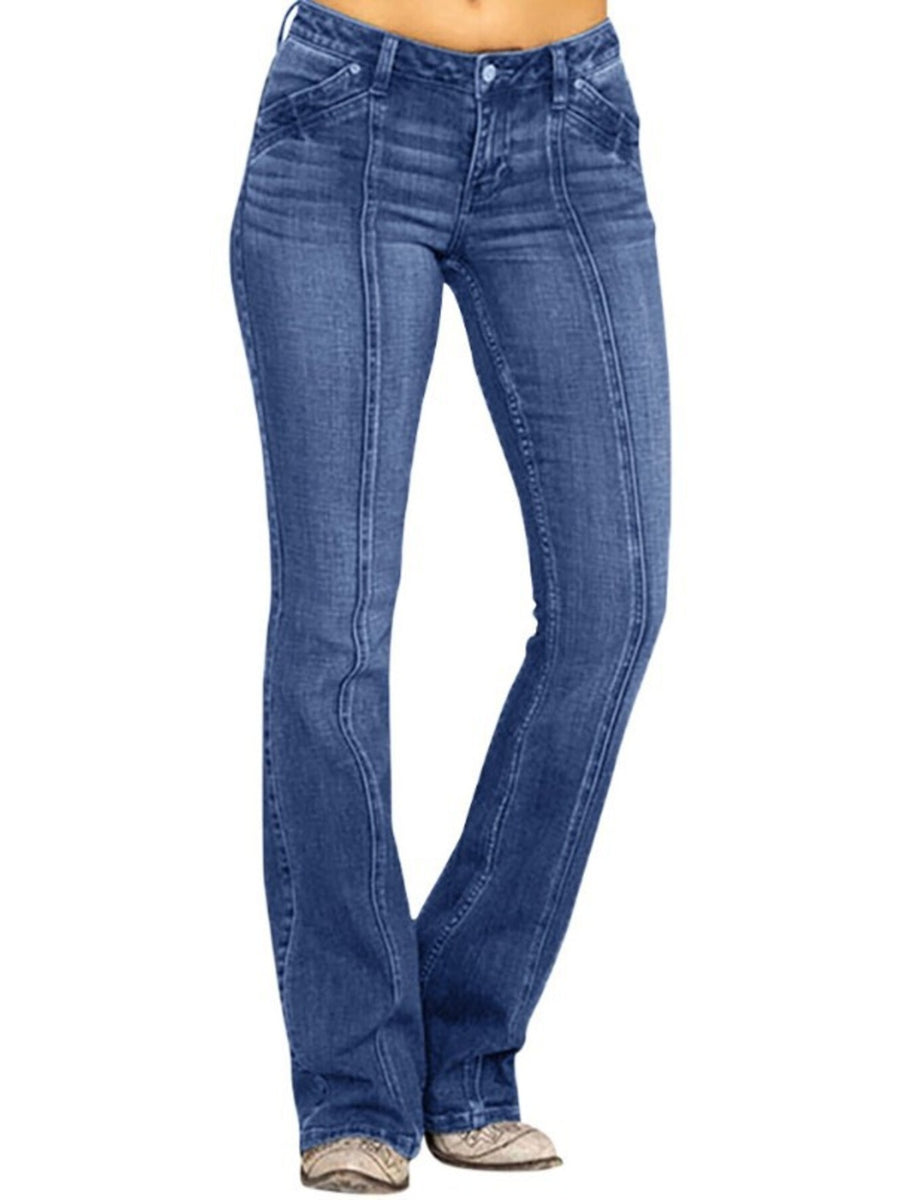 85% cotton, 15% polyester Care instructions: Machine wash cold bootcut jeans in Royal Blue with bootcut silhouette