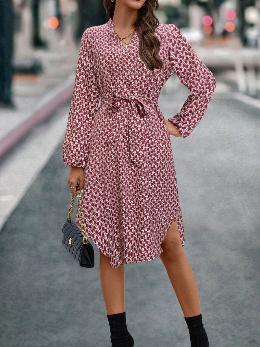100% polyester Care instructions: Machine wash cold midi dress in Coffee Brown with A-line silhouette