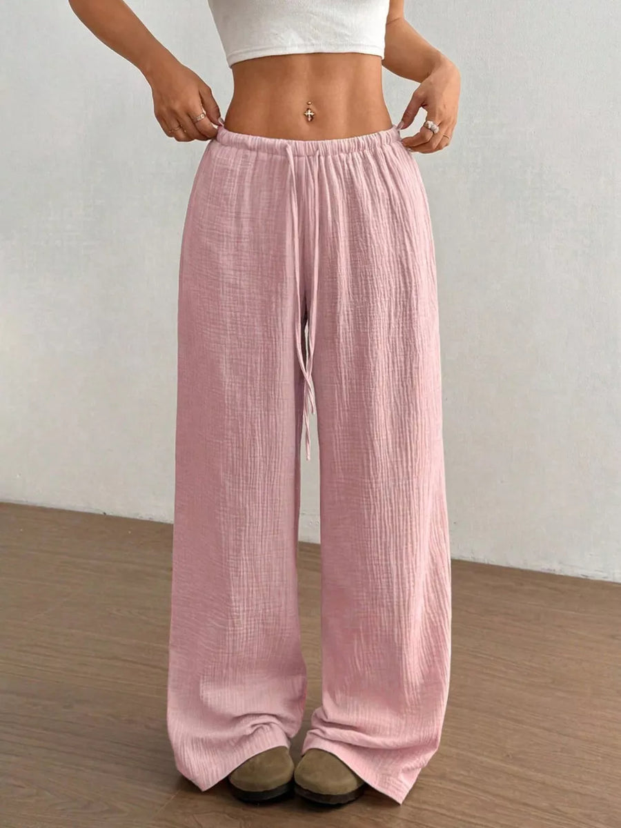 Wide-leg Drawstring Cotton Pants, view 14