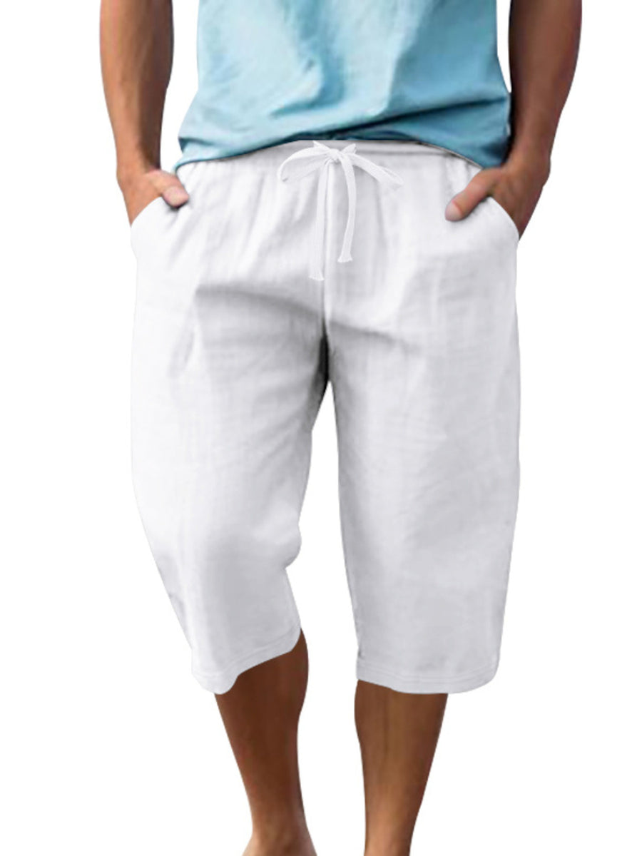 Men's Casual Drawstring Bermuda Shorts Plus Size in Light Blue, view 14