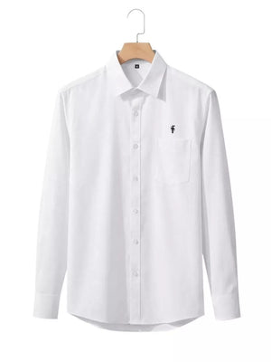 White Men's Slim Fit Button Up Shirt Plus Size