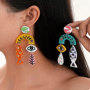 earrings in yellow featuring dangle and dangle fit