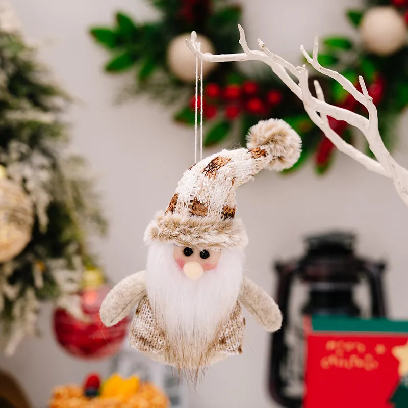 Knitted Santa ornament with fuzzy beard and pom-pom hat, cozy Christmas decor