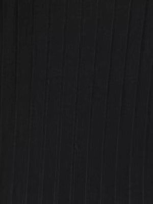 Black ribbed knit hoodie dress detail showing vertical texture